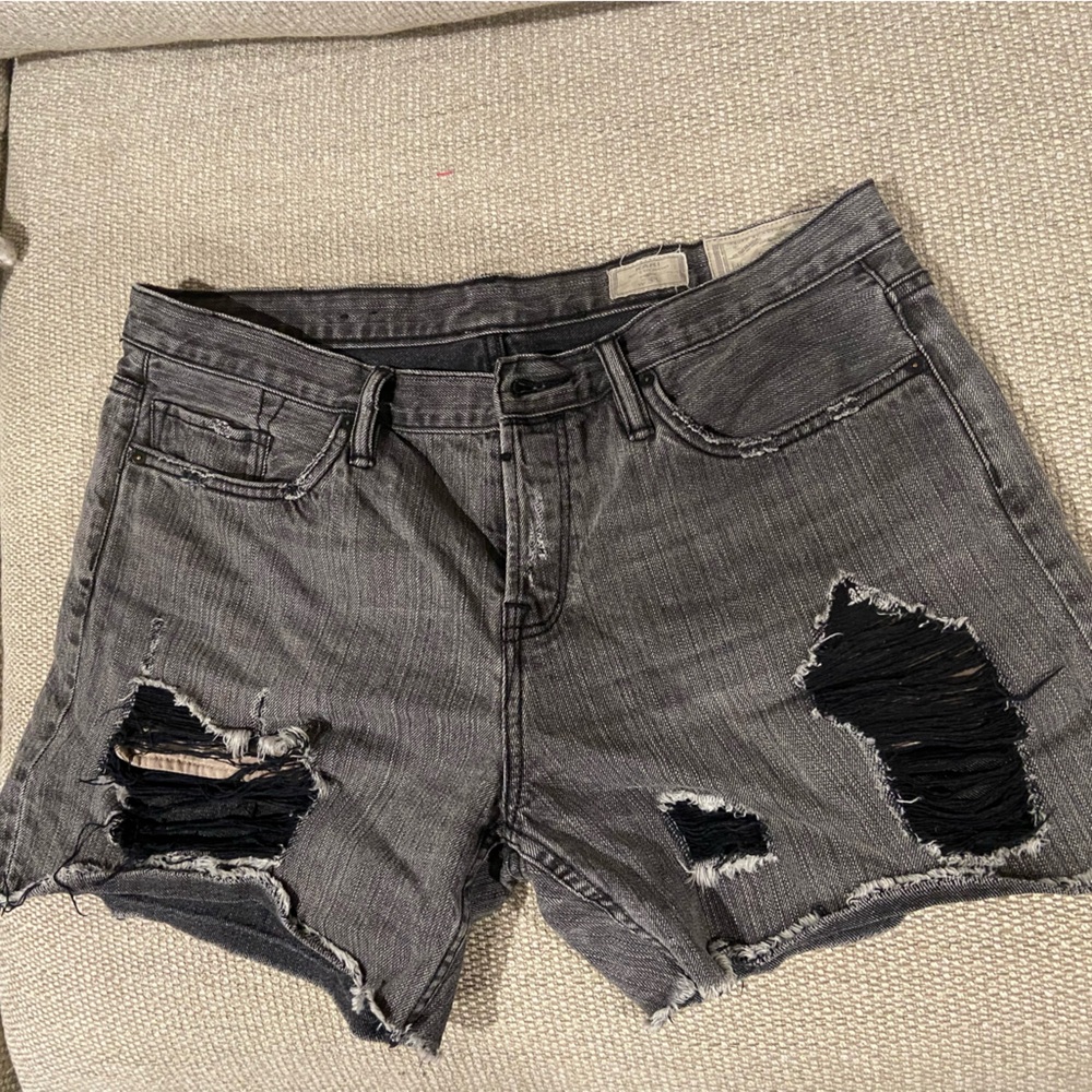 All Saints Kari Boy’s Fit Distressed Denim Shorts in Washed gray Black Women 
31